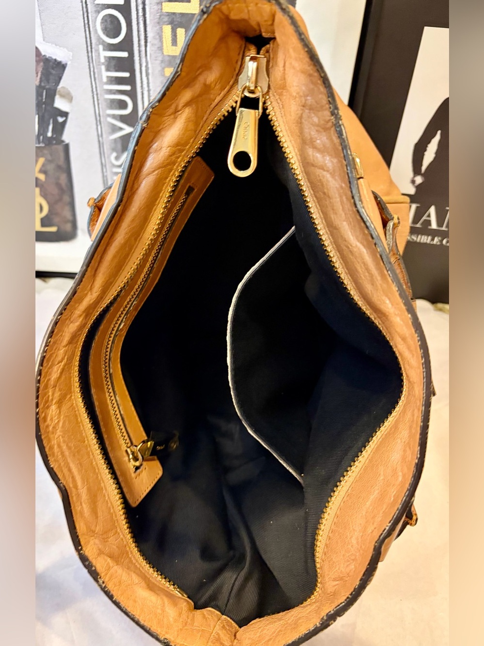 EUC!! CHLOÉ ETHEL Tan
Leather Satchel/Crossbody with Gold Hardware (Vintage) - Picture 9 of 16